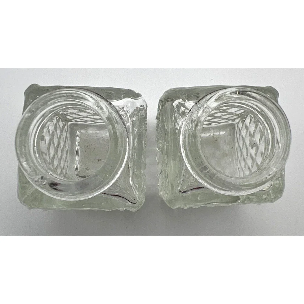 Vintage Mini Salt & Pepper Shakers With Silver Plated Tray No Cracks/Chips